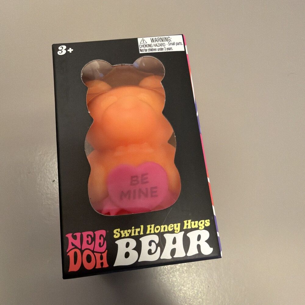 BE MINE!! NeeDoh Swirl Honey Hugs Bear, Orange/Pink